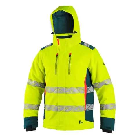 Bunda CXS BEDFORD WINTER, výstražná, zimní, pánská, softshell, žluto-petrolová