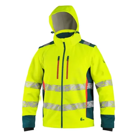 Bunda CXS BEDFORD, výstražná, pánská, softshell, žluto-petrolová