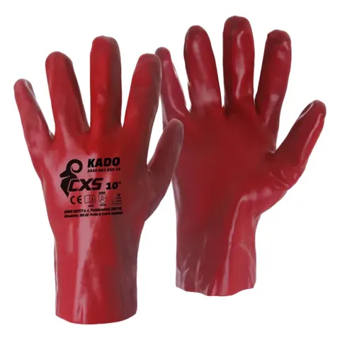 Rukavice CXS KADO, máčené v PVC, červené, vel. 10