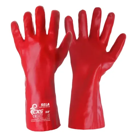 Rukavice CXS SELA, máčené v PVC, červené, vel. 10