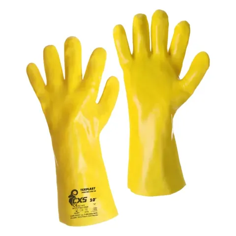 Rukavice CXS TEKPLAST, kyselinovzdorné, žluté, vel. 10